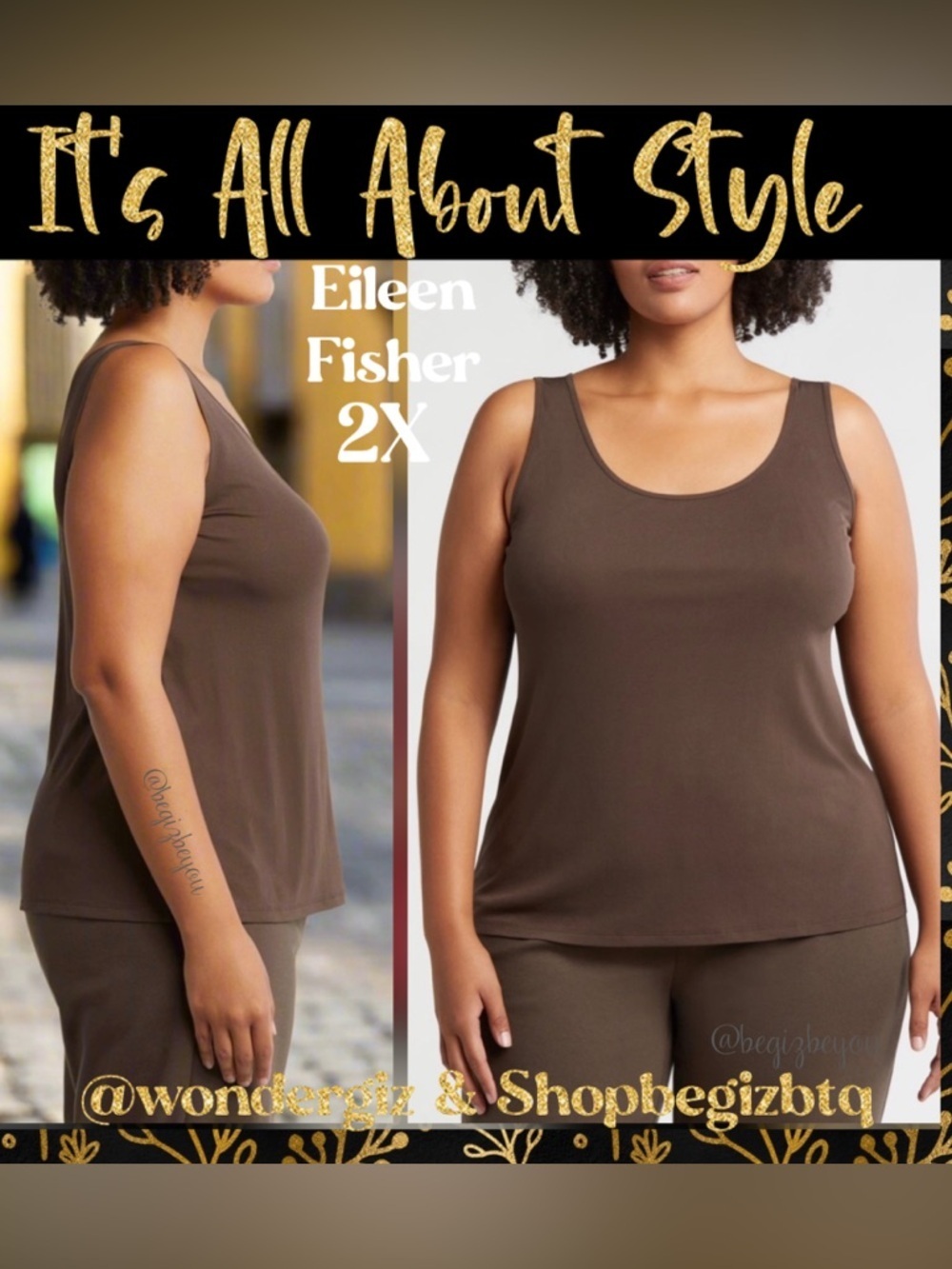 NWT Eileen Fisher Scoop Neck Silk Tank Color Wren Plus Size 2X